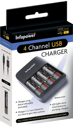 4 CHANNEL USB CHARGER + 4AA 1300mAh