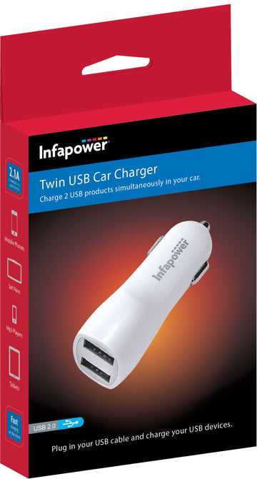 TWIN USB CAR CHARGER 2100mA