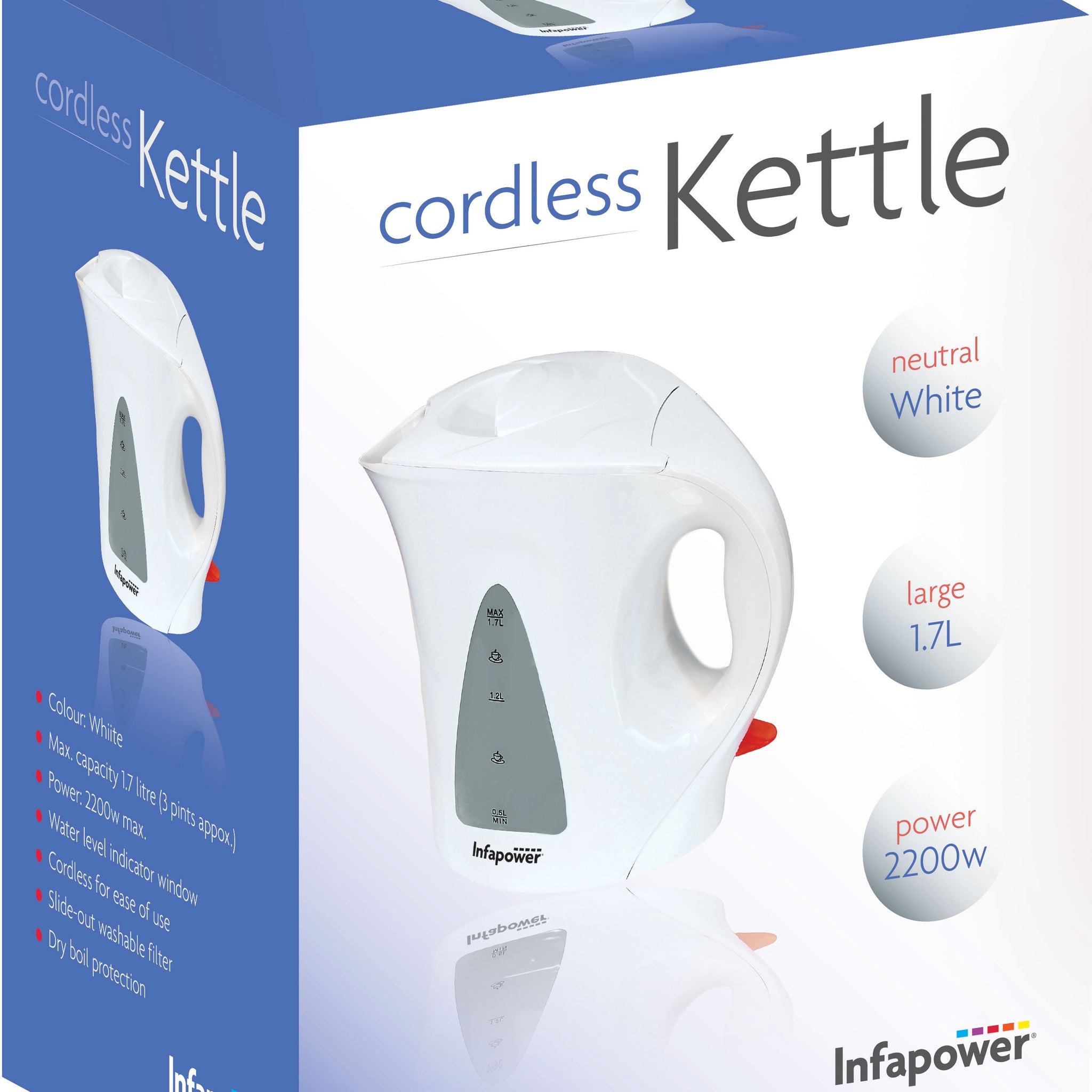 2200w 1.7L CORDLESS KETTLE WHITE