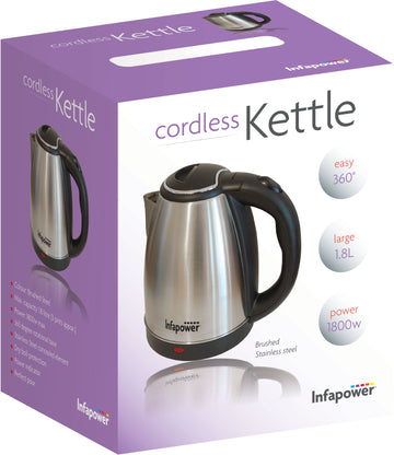 1800w 1.8L 360° CORDLESS BRUSHED STAINLESS STEEL KETTLE