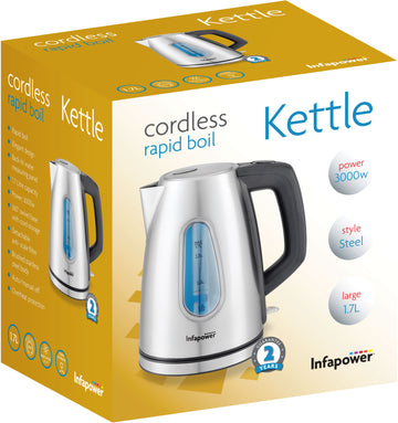 3000w 1.7L RAPID BOIL 360° CORDLESS S/STEEL KETTLE