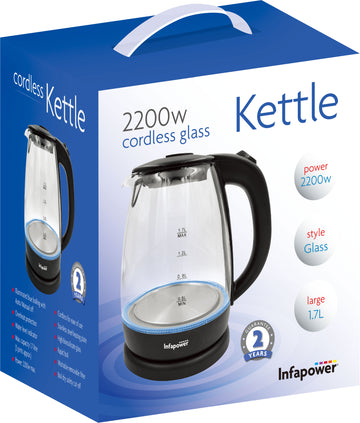 GLASS 2200w 1.7L 360° CORDLESS KETTLE